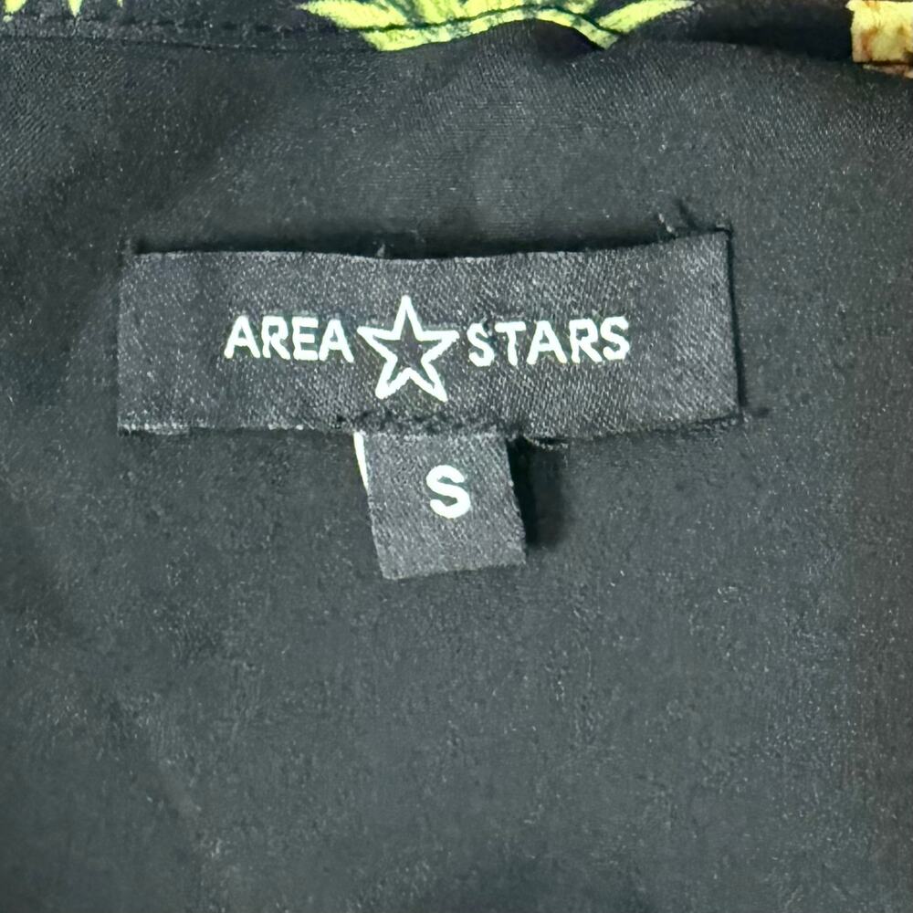 Area Stars Pineapple Black Yellow Flutter Sleeve Mini Dress size S NEW Tags - Picture 3 of 13